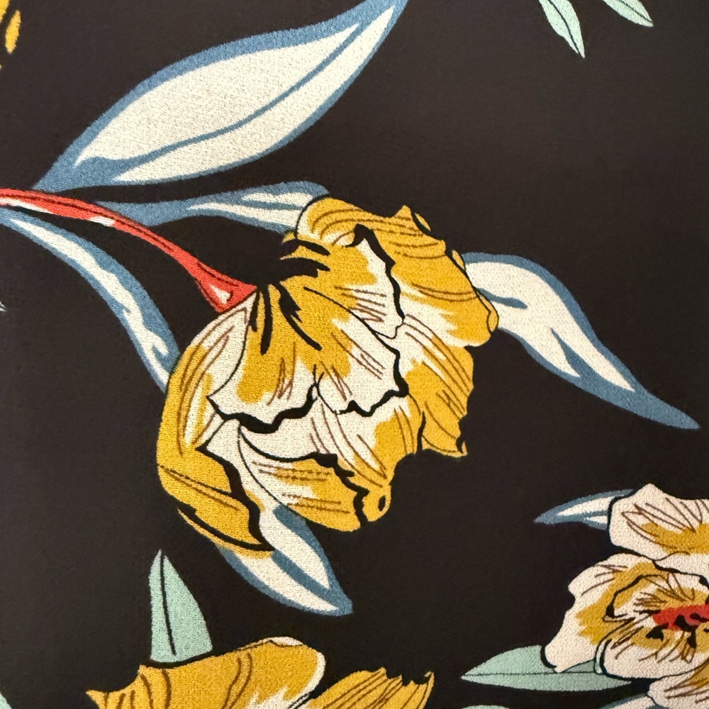 Tronjori Floral Wrap Midi Skirt in Black‎ and Yellow - Picture 6 of 10
